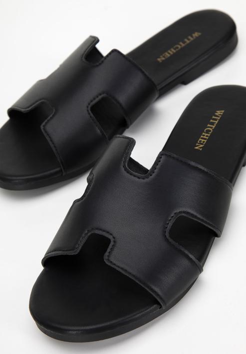Women's sandals with geometric  cut-out, black, 98-DP-803-5-35, Photo 7