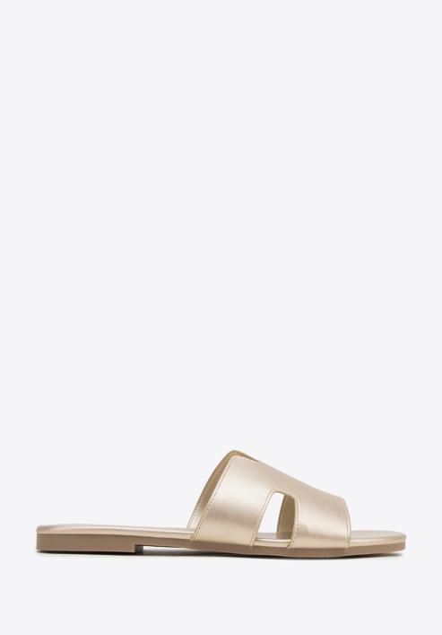 Women's sandals with "H" cut-out, gold, 98-DP-501-Y-37, Photo 1