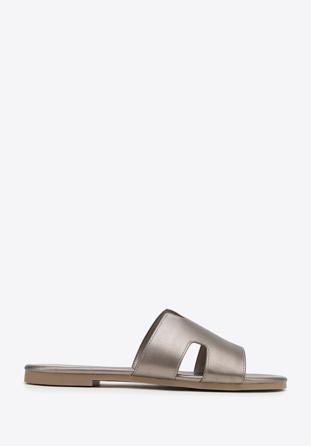 Women's sandals with "H" cut-out, silver, 98-DP-501-S-39, Photo 1