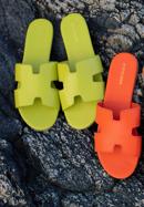 Women's sandals with "H" cut-out, lime, 98-DP-501-G-37, Photo 30