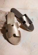 Women's sandals with "H" cut-out, gold, 98-DP-501-Y-37, Photo 35