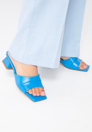 Women's soft leather slip on sandals, blue, 96-D-301-N-38, Photo 1