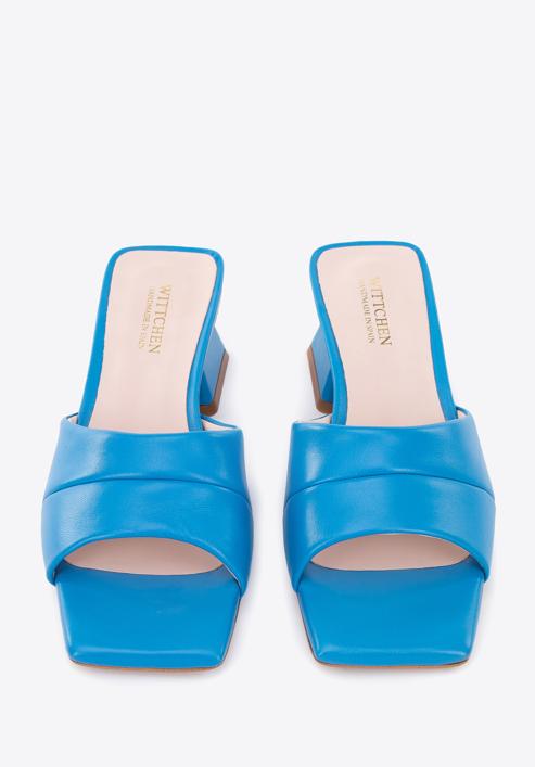 Women's soft leather slip on sandals, blue, 96-D-301-N-40, Photo 2