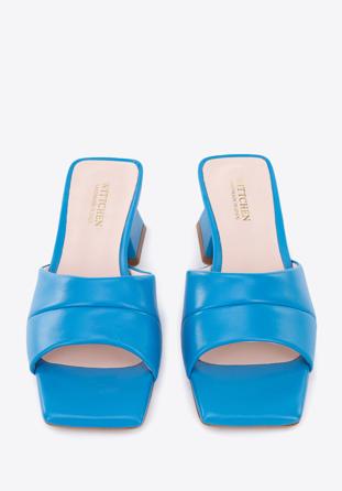 Women's soft leather slip on sandals, blue, 96-D-301-N-37, Photo 1