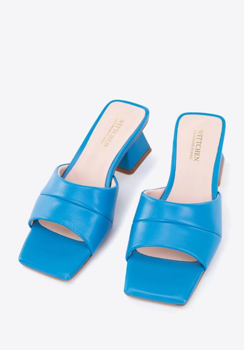 Women's soft leather slip on sandals, blue, 96-D-301-N-35, Photo 3