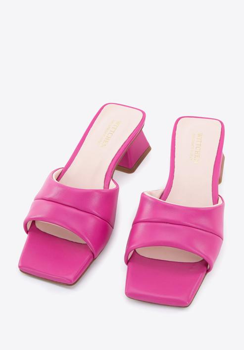 Women's soft leather slip on sandals, pink, 96-D-301-N-41, Photo 3