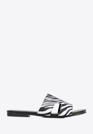 Women's sandals with "H" cut-out, black-white, 96-DP-804-10-37, Photo 1