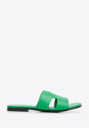 Women's sandals with "H" cut-out, green, 96-DP-804-Z-39, Photo 1