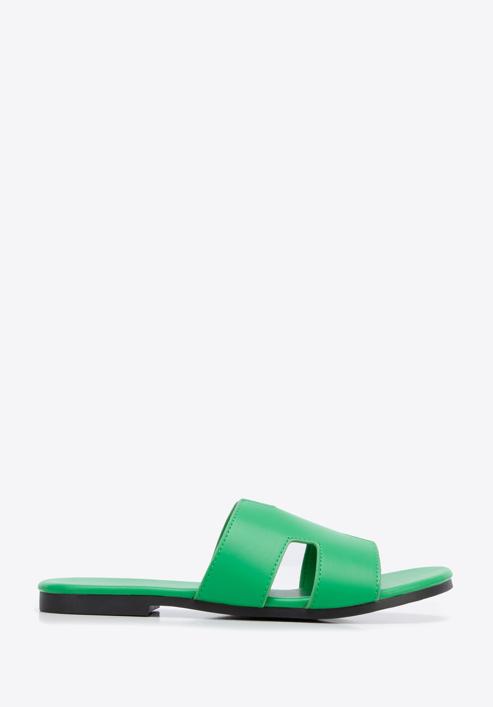 Women's sandals with "H" cut-out, green, 96-DP-804-Z-38, Photo 1