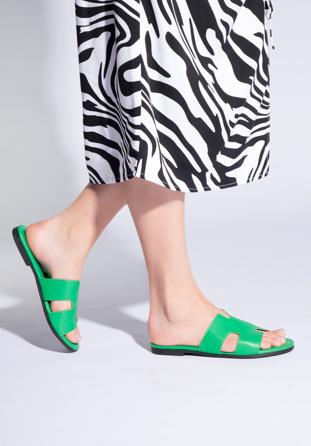 Women's sandals with "H" cut-out, green, 96-DP-804-Z-36, Photo 1