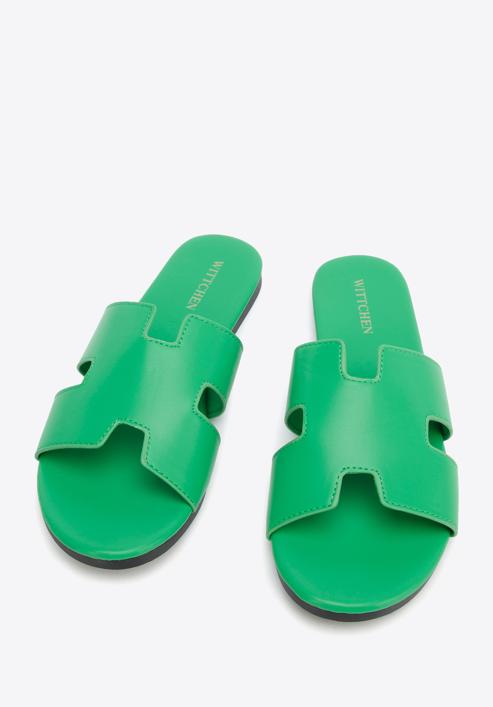 Women's sandals with "H" cut-out, green, 96-DP-804-5-36, Photo 2