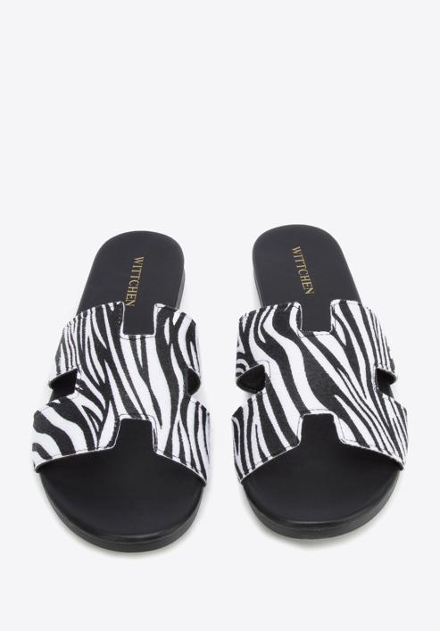 Women's sandals with "H" cut-out, black-white, 96-DP-804-Z-38, Photo 3