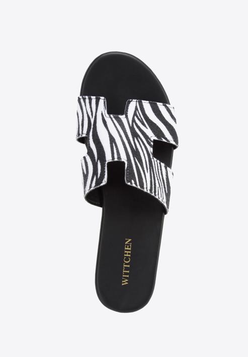 Women's sandals with "H" cut-out, black-white, 96-DP-804-P-36, Photo 4
