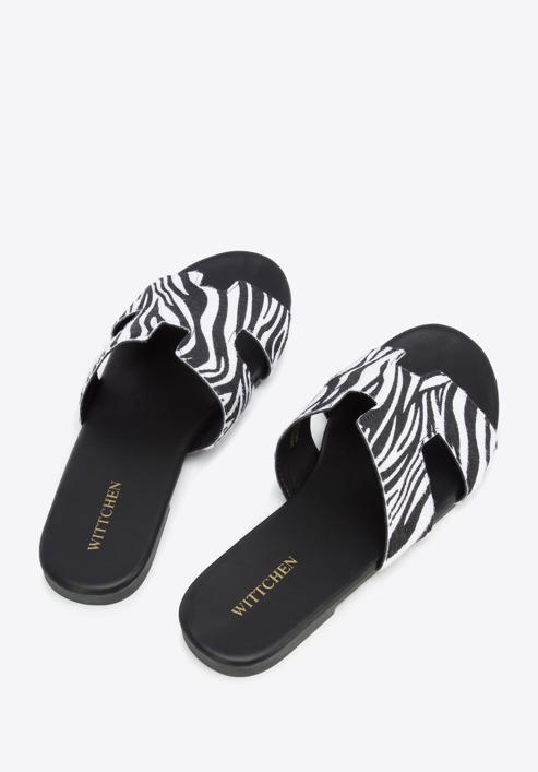 Women's sandals with "H" cut-out, black-white, 96-DP-804-P-37, Photo 5