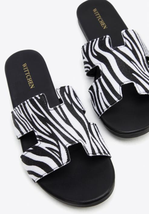 Women's sandals with "H" cut-out, black-white, 96-DP-804-P-36, Photo 7