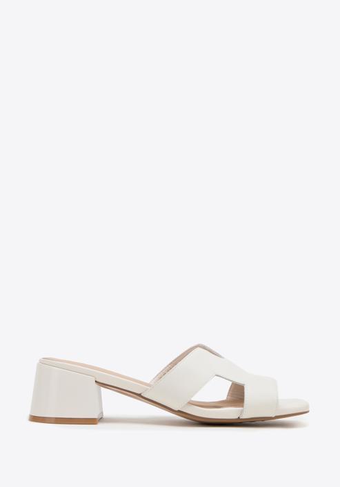 Women's block heel sandals with 'H' cut-out, cream, 98-D-974-1-38, Photo 1