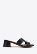 Women's block heel sandals with 'H' cut-out, black, 98-D-974-0-40, Photo 1