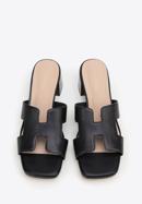 Women's block heel sandals with 'H' cut-out, black, 98-D-974-5-39, Photo 3