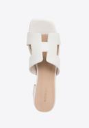 Women's block heel sandals with 'H' cut-out, cream, 98-D-974-5-37, Photo 5