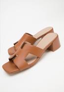 Women's block heel sandals with 'H' cut-out, brown, 98-D-974-5-38, Photo 7