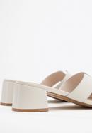 Women's block heel sandals with 'H' cut-out, cream, 98-D-974-1-37, Photo 8
