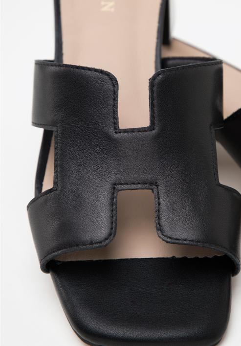 Women's block heel sandals with 'H' cut-out, black, 98-D-974-1-38, Photo 8