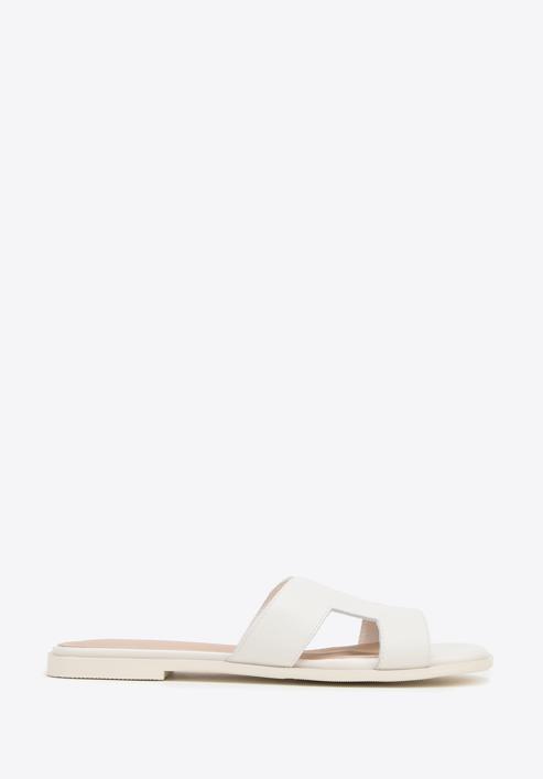Women's leather sandals with 'H' cut-out, cream, 98-D-973-0-39, Photo 1
