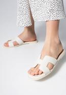 Women's leather sandals with 'H' cut-out, cream, 98-D-973-0-40, Photo 15
