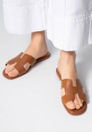 Women's leather sandals with 'H' cut-out, brown, 98-D-973-5-39, Photo 15