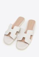 Women's leather sandals with 'H' cut-out, cream, 98-D-973-0-40, Photo 2