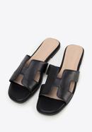 Women's leather sandals with 'H' cut-out, black, 98-D-973-0-38, Photo 2