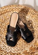 Women's leather sandals with 'H' cut-out, black, 98-D-973-5-37, Photo 20