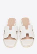 Women's leather sandals with 'H' cut-out, cream, 98-D-973-0-39, Photo 3