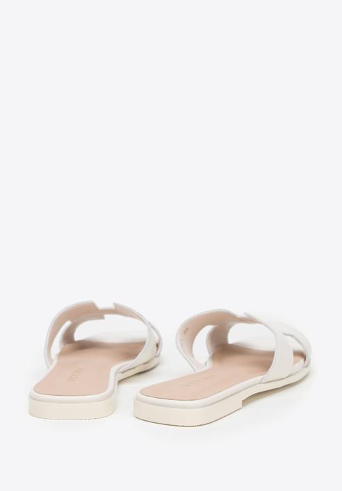 Women's leather sandals with 'H' cut-out, cream, 98-D-973-0-39, Photo 4