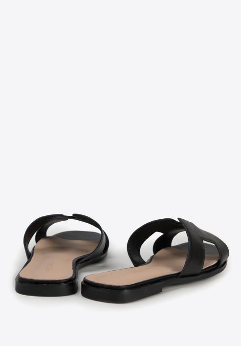 Women's leather sandals with 'H' cut-out, black, 98-D-973-0-39, Photo 4