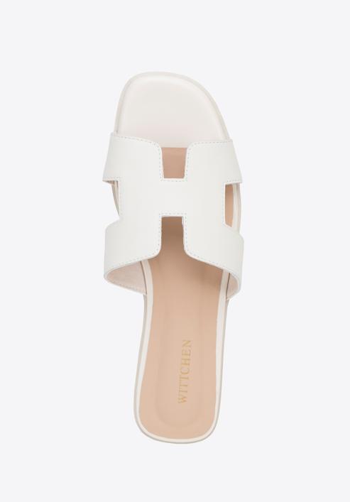 Women's leather sandals with 'H' cut-out, cream, 98-D-973-1-37, Photo 5