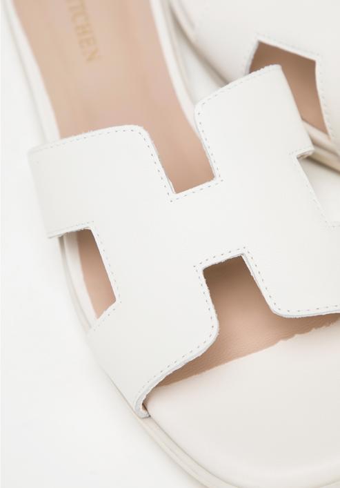 Women's leather sandals with 'H' cut-out, cream, 98-D-973-1-37, Photo 8
