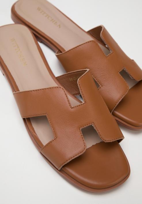 Women's leather sandals with 'H' cut-out, brown, 98-D-973-0-36, Photo 8