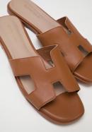 Women's leather sandals with 'H' cut-out, brown, 98-D-973-0-40, Photo 8