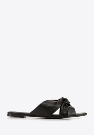 Leather sandals with crossover straps, black, 94-D-752-1-37, Photo 1