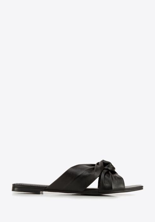 Leather sandals with crossover straps, black, 94-D-752-P-35, Photo 1
