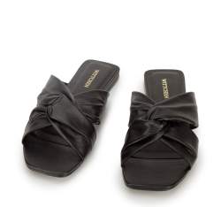 Leather sandals with crossover straps, black, 94-D-752-1-40, Photo 1