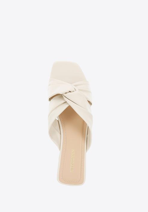 Leather sandals with crossover straps, cream, 94-D-752-P-39, Photo 4