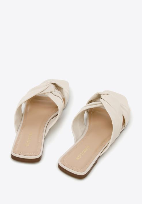 Leather sandals with crossover straps, cream, 94-D-752-0-39, Photo 5