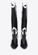 Women's leather cowboy knee high boots, black-white, 95-D-806-10-36, Photo 3