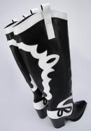 Women's leather cowboy knee high boots, black-white, 95-D-806-10-40, Photo 8