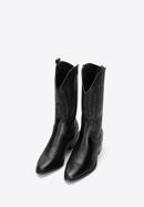 Women's embroidered leather tall cowboy boots, black, 97-D-853-1-39, Photo 2