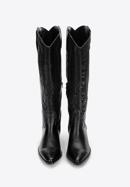 Women's embroidered leather tall western boots, black, 97-D-851-1-40, Photo 3