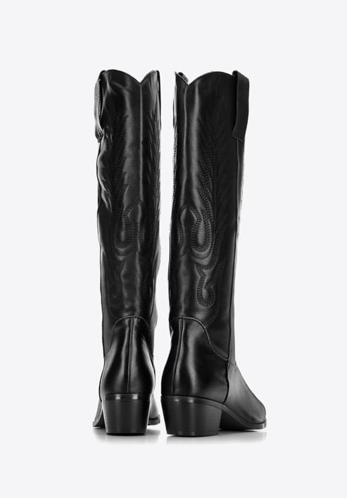 Women's embroidered leather tall western boots, black, 97-D-851-1-35, Photo 4