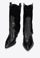 Leather and suede overlay cowboy boots, black, 95-D-513-1Z-36, Photo 2